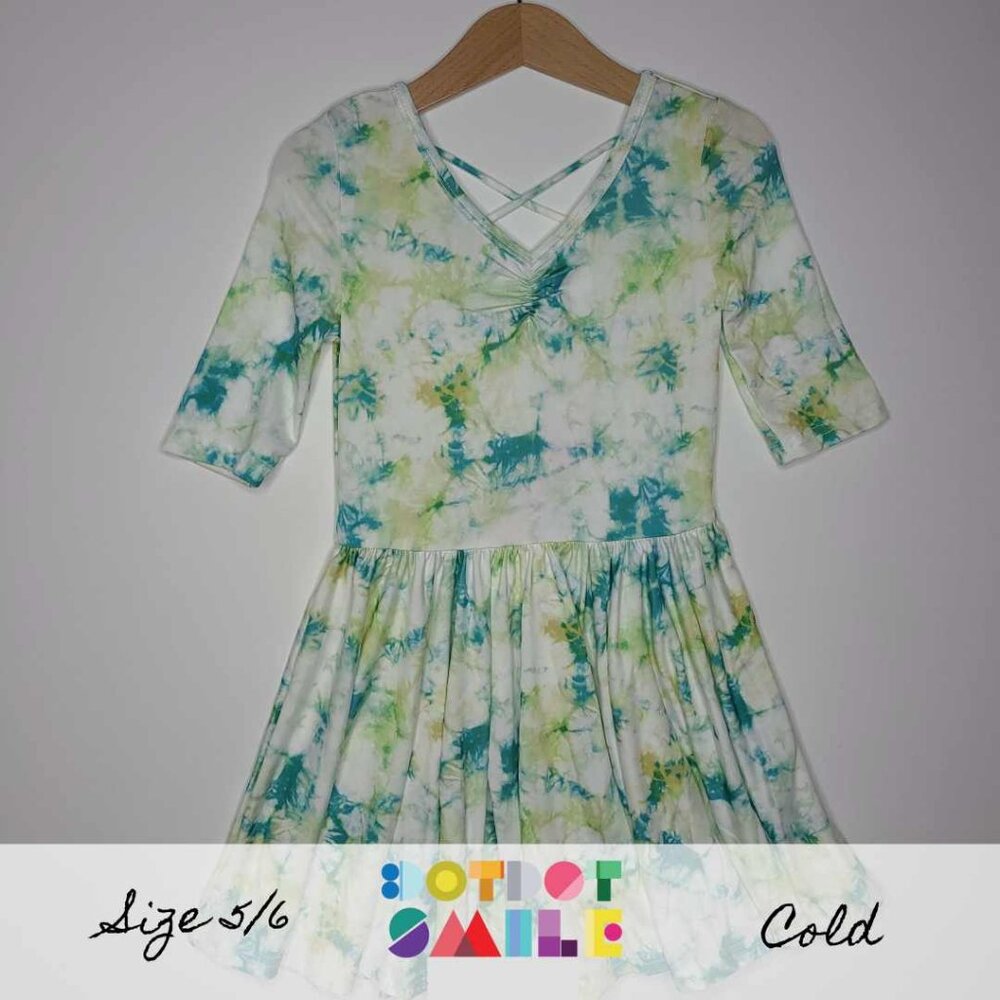 DotDotSmile Size 5/6 Ballerina Dress - NWT Green Tie-Dyed Print